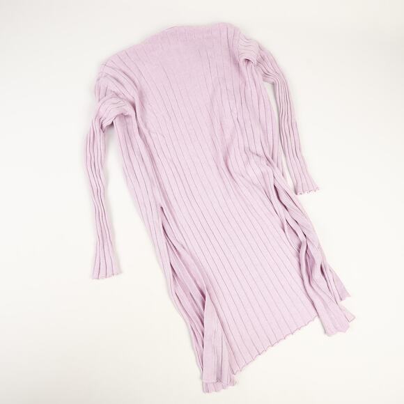 Free People Womens Small Lilac Ribbed Longline Linen Blend Duster Cardigan - Picture 2 of 8